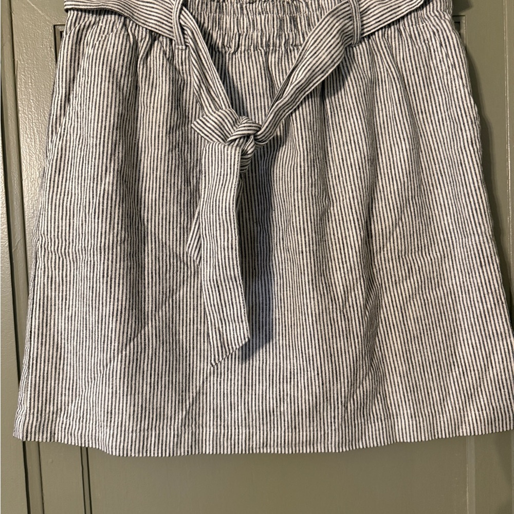 Striped Tie-Waist Cotton Blend Skirt - Black/White-J.Crew Factory